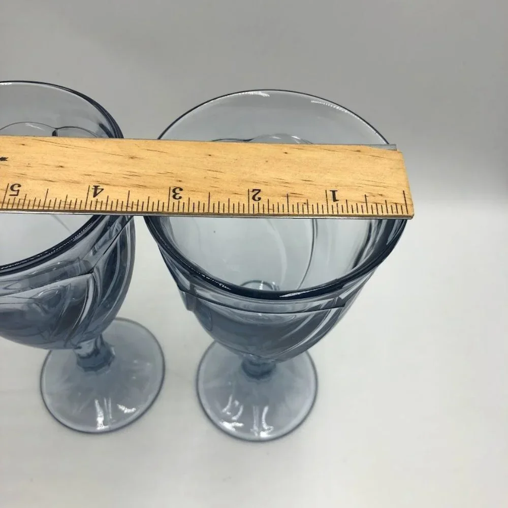 Blue Glass Goblets Set of 2 Collectible Decorative Elegant Drinkware